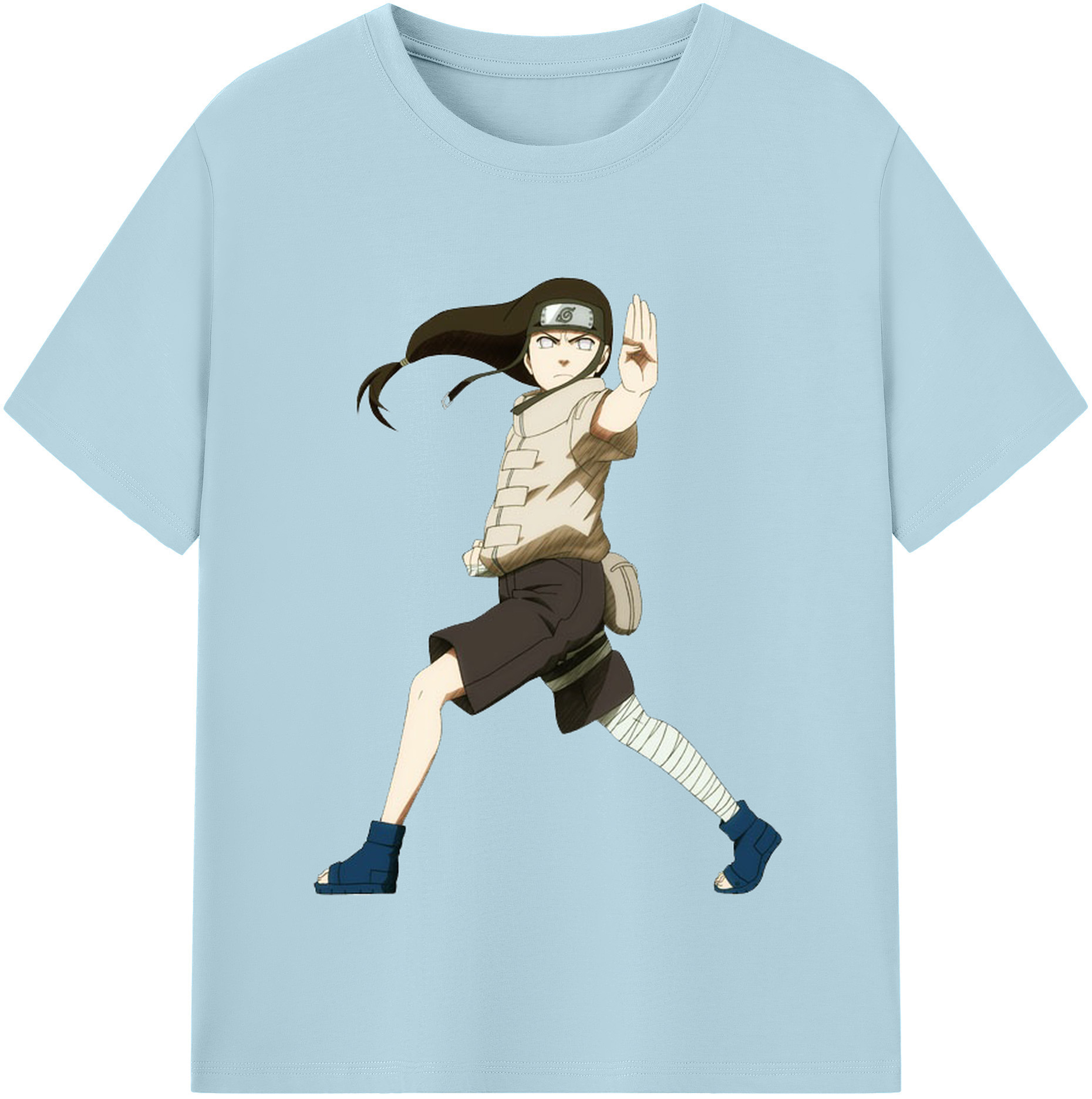 （画像用） NARUTO -ナルト- 日向ネジ Hyūga Neji 綿100％半袖Tシャツ（フロントプリント）